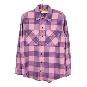 Aritzia Tna Womens XXS Oversized Shirt Jacket Button-Up Shacket Pink Plaid Fall